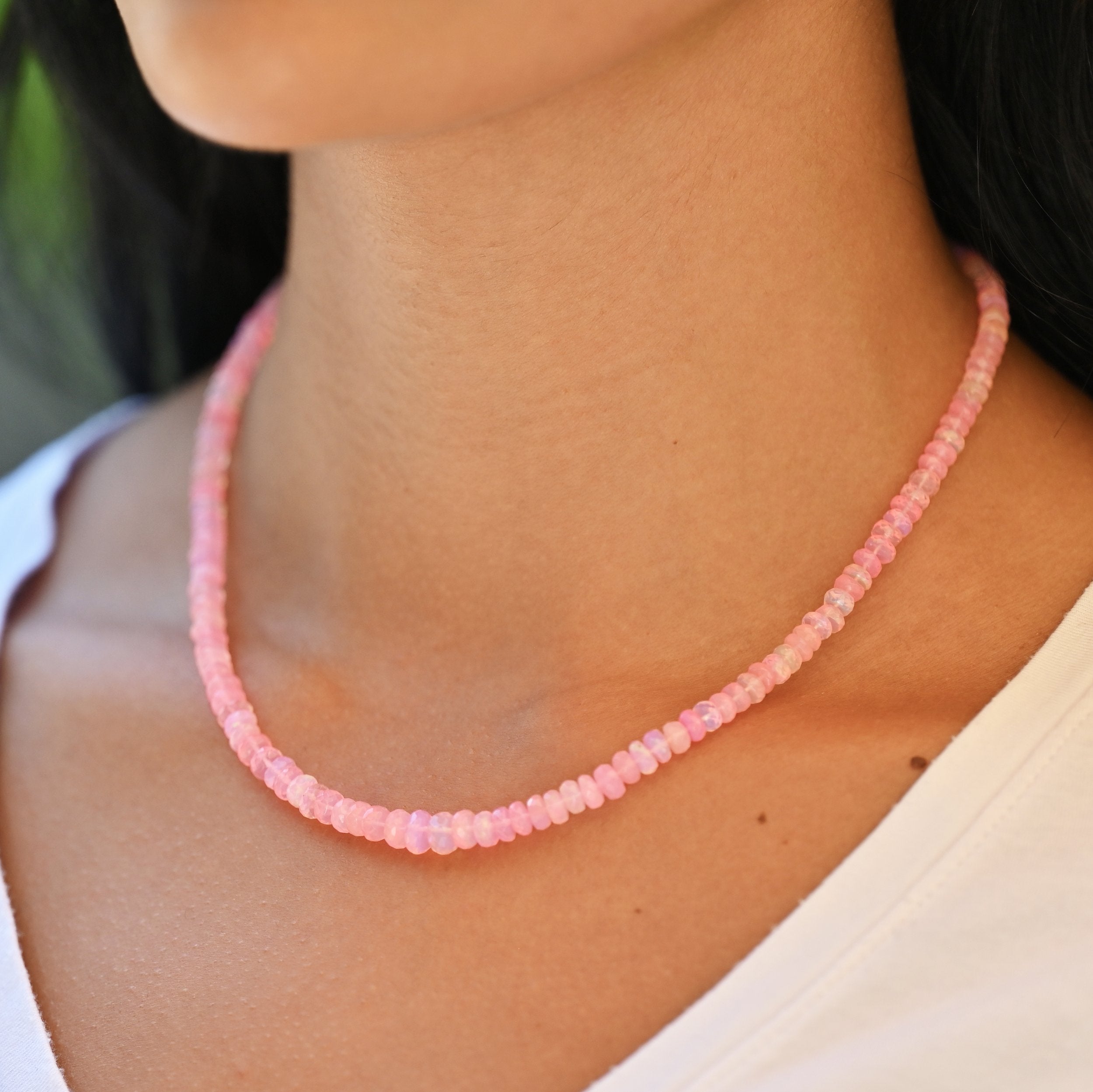 Neon Pink Opal Necklace